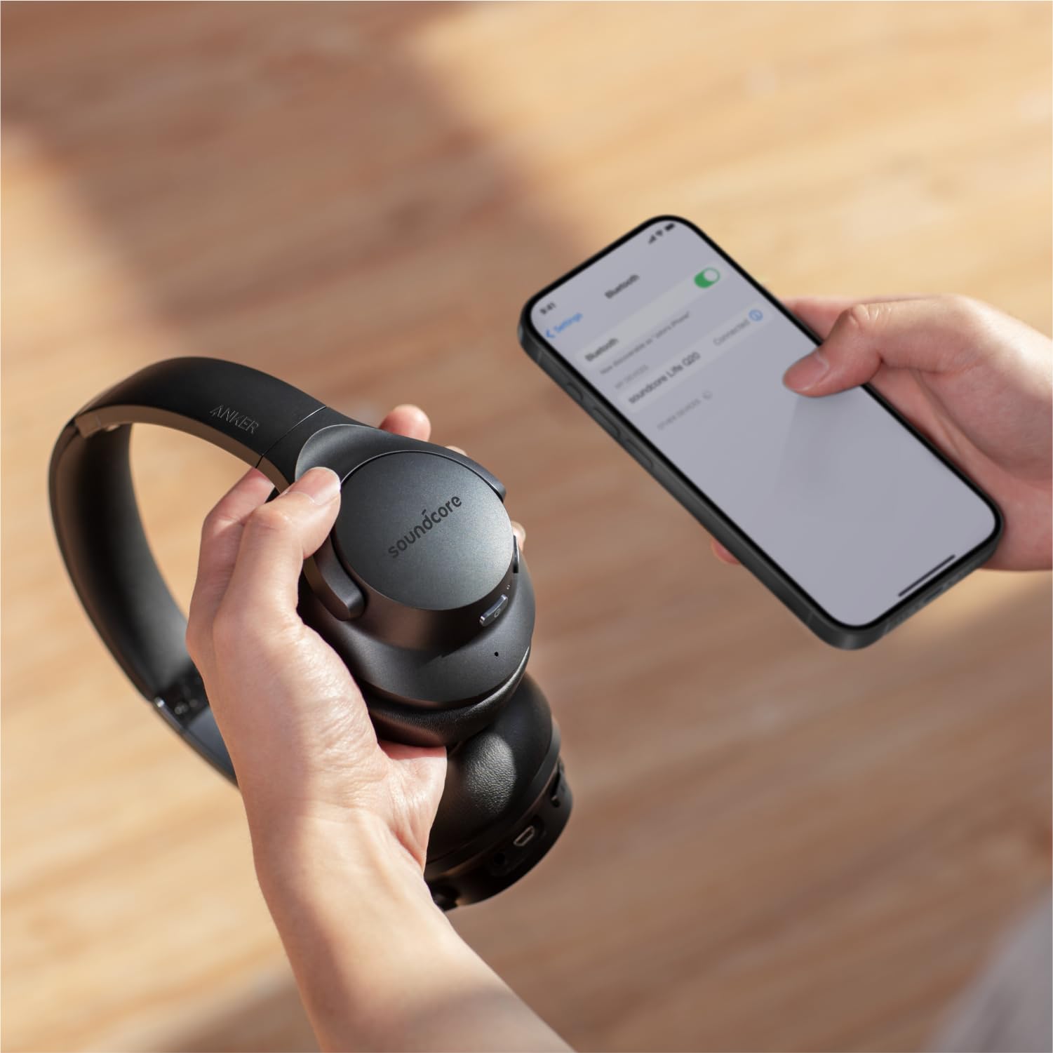 Soundcore Anker Life Q20 Hybrid Active Noise Cancelling Headphones, Wireless Over Ear Bluetooth Headphones, 70H Playtime, Hi-Res Audio, Deep Bass, Memory Foam Ear Cups, Travel, Office