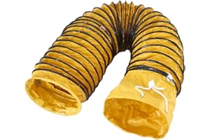 25FT PVC Flexible Duct Pipe with S Hook & Steel Support HAVC Ducting for 12inch Ventilator Utility Blower Fan & Exhaust Fan