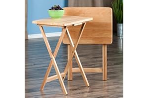 Oakestry 2-Piece Alex Foldable TV Set Table Natural Tray Portable Wooden Snack Table for Livingroom, Bedroom Or Office, 19.06" D x 14.57" W x 25.98" H, Natural