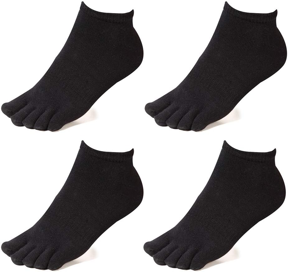 Meaiguo Toe Socks No Show Running Five Finger Crew Socks for Men Women 4 Pack