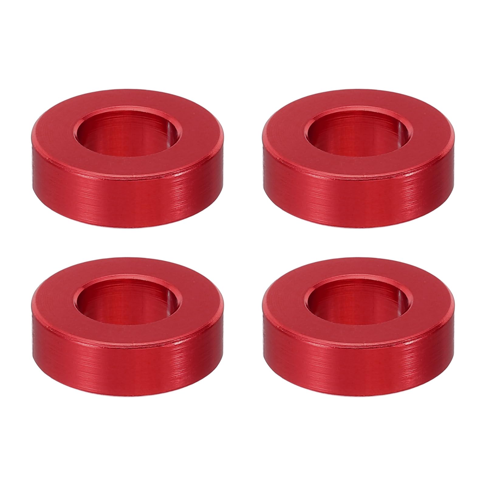 PATIKIL M8 Aluminum Spacer, 4 Pcs Metal Spacers Aluminum 8.2mm ID x 16mm OD x 5mm L Aluminum Spacer Screw Standoff Round for 1/3in or M8 Screw Bolts, Red