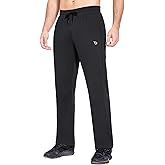 baleaf Men's Fleece Lined Water Resistant Pants Winter Thermal Sweatpants with Zipper Pockets Warm Open Bottom
