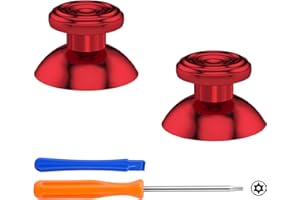 eXtremeRate Custom Red Metal Thumbsticks for Xbox Series X/S Controller, Concentric Circles Aluminum Alloy Analog Stick for X