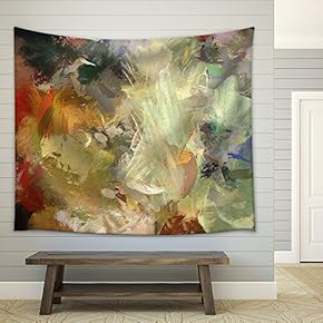 Art Abstract Acrylic Background with Colorful Blots - Fabric Wall Tapestry Home Decor - 51x60 inches