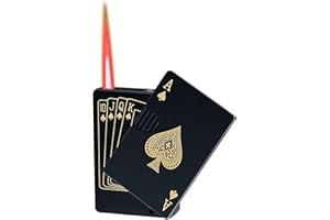 Jet Torch Butane Lighter,Green Flame Ace Card Lighter Windproof Refillable Playing Cards Cool Design, Exquisite Packaging for
