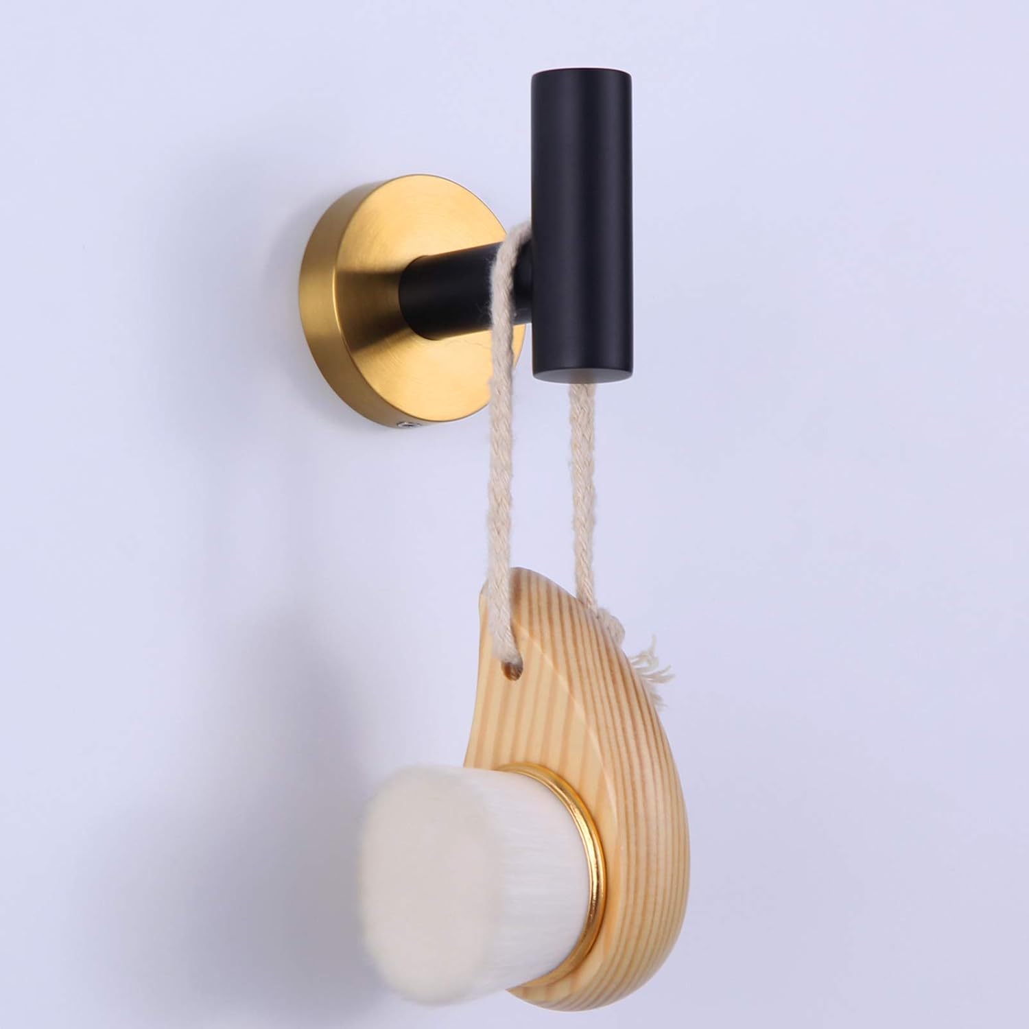 Robe Towel Hook Matte Black and Gold, APLusee Stainless Steel Single Prong Coat Hook Bathroom Kitchen Garage Home Storage Round Utility Hanger - - 