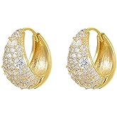 MIKAMU 14K Gold Hoop Earrings for Women CZ cubic zirconia Gold Plated dainty Gold Hoop Earring for Women