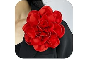 ZZ ZINFANDEL 19mm Extra Large Flower Brooches Lapel Pins Dainty Satin Fabric Brooches Big Camellia Flower Brooch Pin for Women Wedding Part Dance Clothes Accessories Jewelry