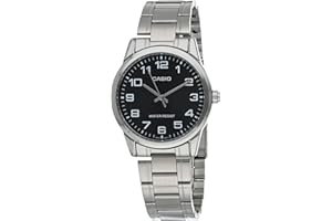 Casio #MTP-V001D-1B Men's Standard Stainless Steel Easy Reader Black Dial Watch