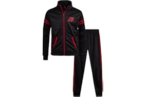 Pro Athlete Boys Tracksuit Set - 2 Piece Performance Tricot Zip Up Mock Neck Sweatshirt and Boys Joggers Track Pants (8-12)