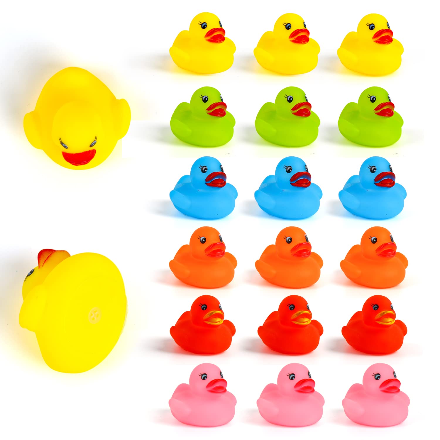 SULOLI Rubber Ducky Bath Toys,18PCS Water Duck Toys for Paddling Pool Mini Bath Ducks for Kids