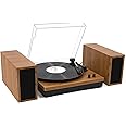 LP&No.1 Vinyl Record Players, Hi-Fi System Wireless Turntable Players with Stereo Bookshelf Speakers, Built-in Phono Preamp, Belt Drive 3-Speed,Yellow Wood