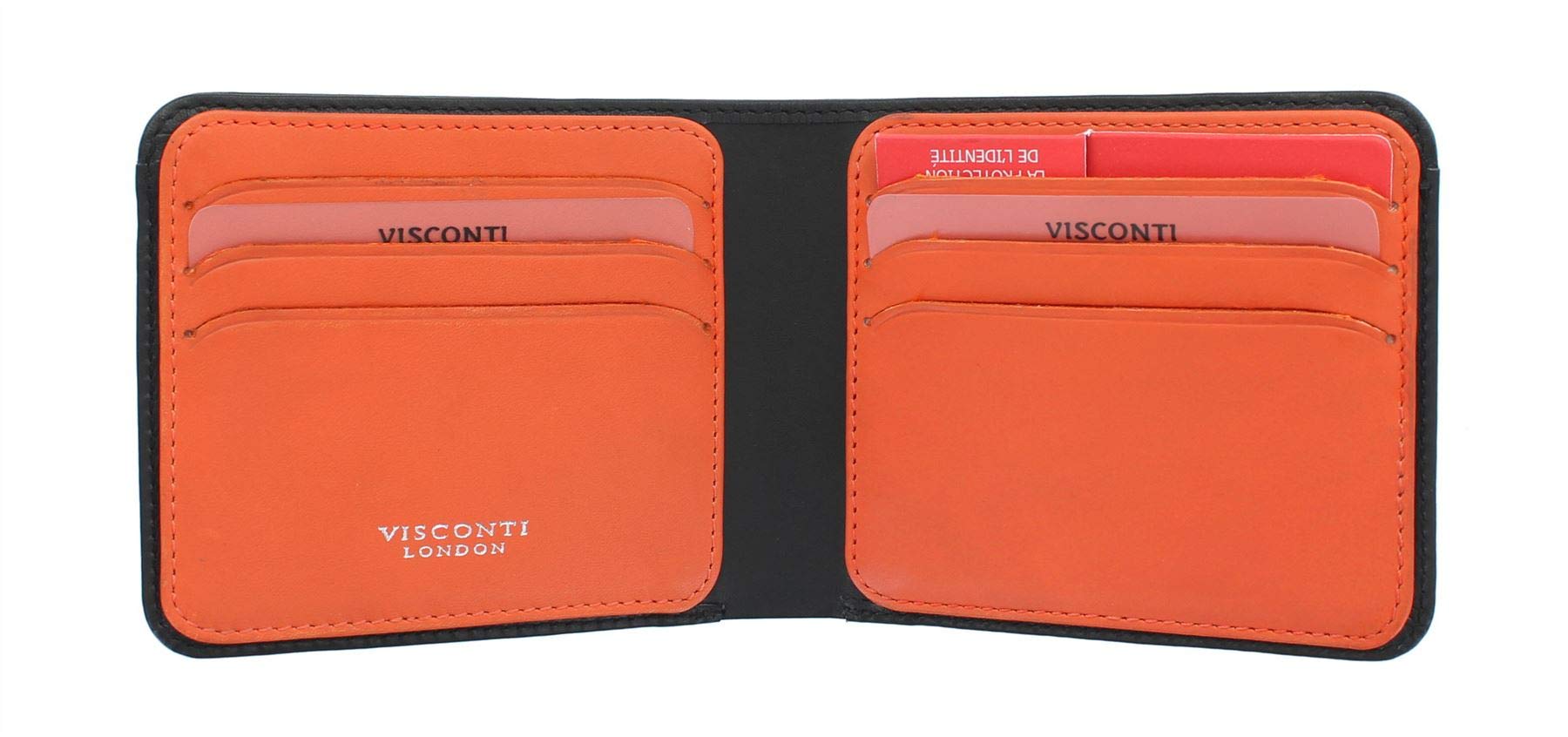 VISCONTI Slim Collection Trim Leather Wallet with RFID and Tap and Go VSL35 Black/Orange
