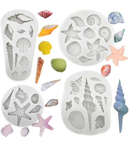 Ocean Theme Fondant Silicone Mold Set – Seashell, Starfish, Coral Molds For Cake Decorating, Chocolate, Candy, Clay - View #8