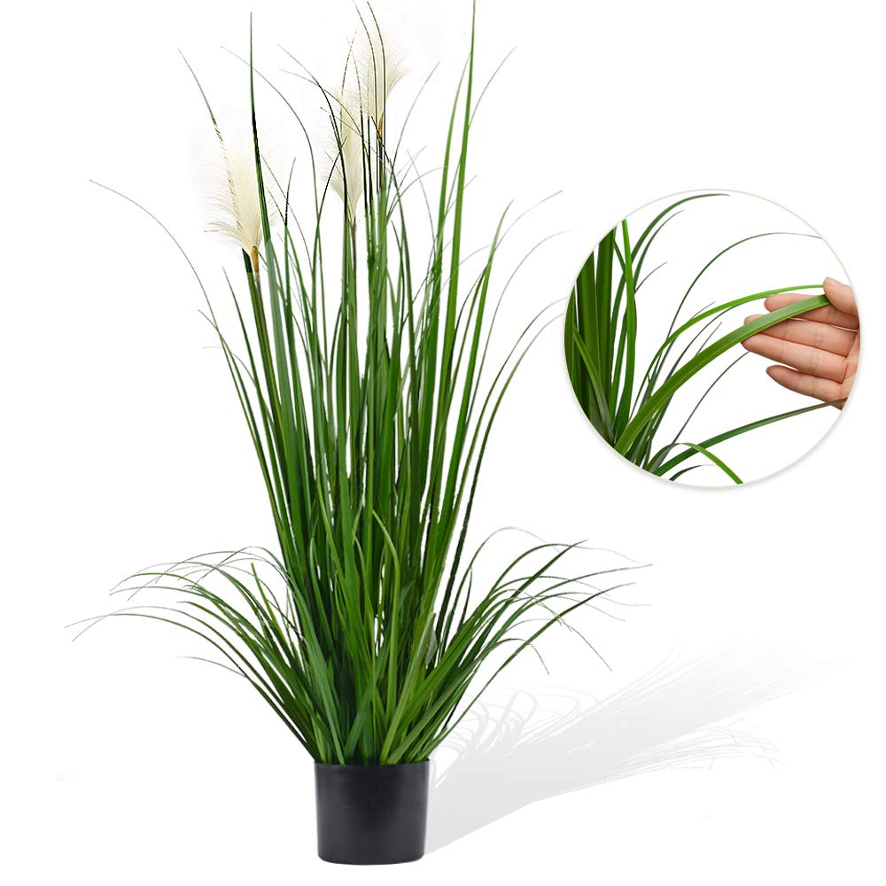 Luxsego Artificial Greenery Plants with Reed Flowers, 46 Inches Flower Topiary Shrubs with Pot, Artificial Greenery Silk Plants for House Decorations, Lobby, Bathroom, Wedding, Garden, Office(Green)