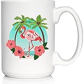 Tropical Flamingo Coffee Mug - Flamingo Gifts & Decor - Large 15oz White Ceramic