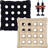 2 Pack Inflatable Seat Cushions for Pressure Relief - Ideal Waffle Cushion for Prolonged Sitting - Wheelchair Cushion for Pressure Sore - Ideal Seat Cushion with Inflatable Pump - Purple & Khaki