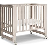 MAMAZING EvoNest 6-in-1 Convertible Baby Mini Crib with Wheels | GREENGUARD Gold Certified, New Zealand Pine Wood, 4 Adjustable Heights, Rocking Mode, Small Spaces Design, Washed Natural