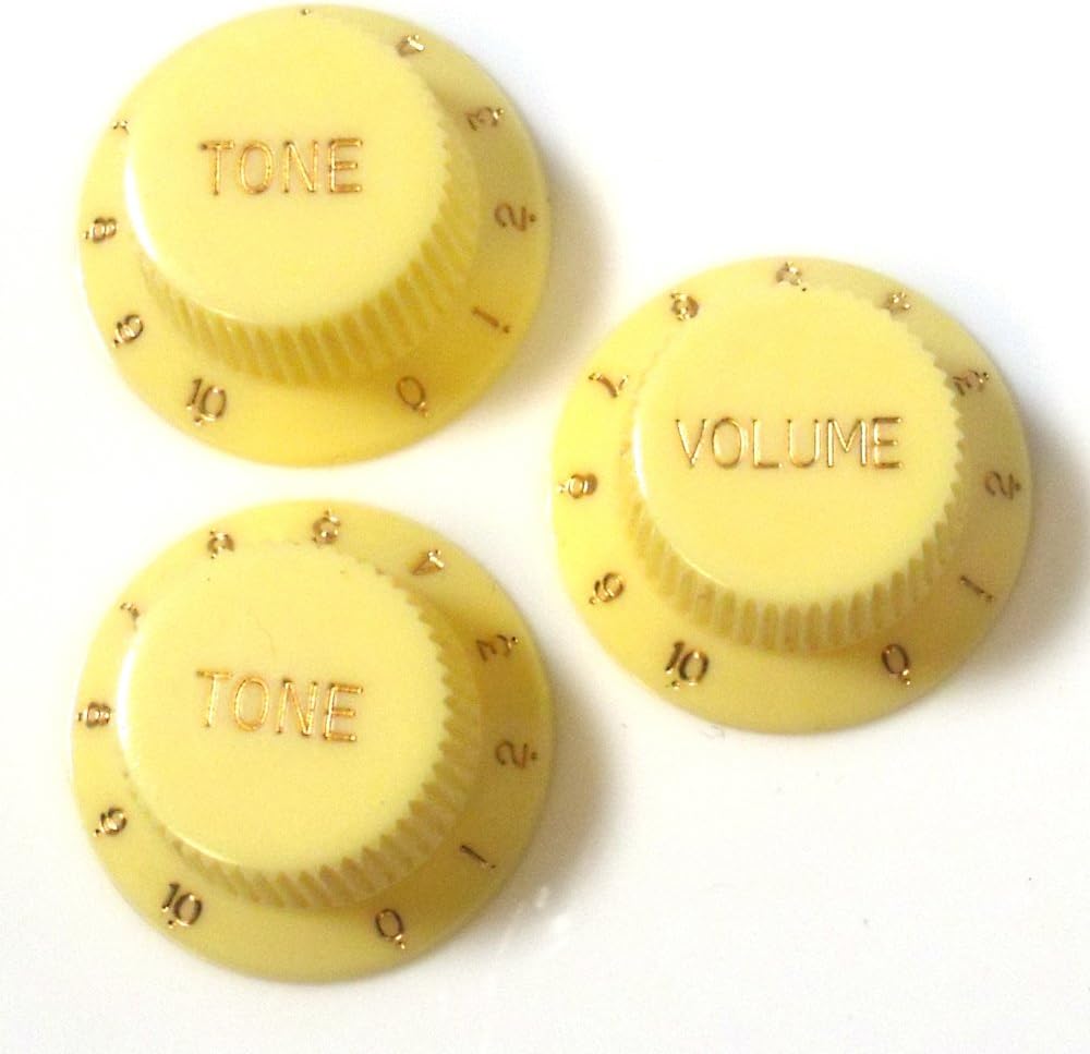 Ivory/cream guitar control knobs 010 scale 2x tone + 1x volume Speed