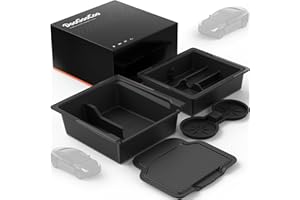 DooGooCoo Center Console Organizer for Tesla New Model Y Juniper/Model 3 [2-Layer Design, Easy Slide] Keep Console Clutter-Fr