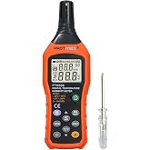 Protmex Digital Temperature Humidity Meter, Thermometer Hygrometer with Ambient Dew Point and Wet Bulb Temperature Indoor and Outdoor, Data Logger with Min/Max Hold, LCD Backlight, PT6508