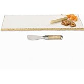 Mud Pie Marble Tray Serving Platter, Marble Riser For Kitchen Counter | Marble Serving Tray And Riser With Gold Accents For Entertaining And Decor