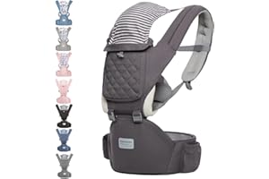 TALENBEEN Baby Carrier, 6-in-1 Baby Carrier Newborn to Toddler, Baby Carrier with Hip Seat Lumbar Support 7-41 lbs, Baby Soft Carrier for All Seasons & Positions, Adjustable Size for Shopping Hiking Travelling