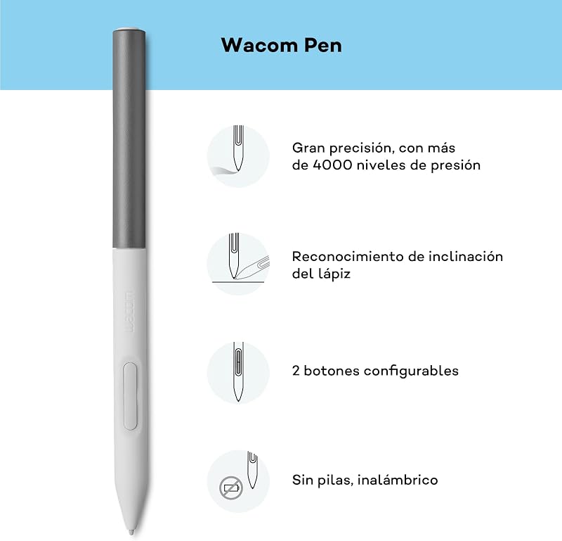 One Medium, Tableta de dibujo, incluye lápiz Wacom sin batería