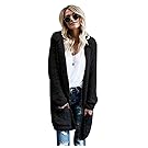 NiSeng Femmes Cardigan À Capuche Long en Maille Lâche Grand Manches Longues Tricot Gilet long Top