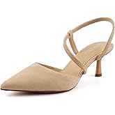 BCTEX COLL Women's Kitten Heel Slingback Closed Pointed Toe Low Stiletto Heels Comfortable Party Wedding Work Dressy Pumps Shoes