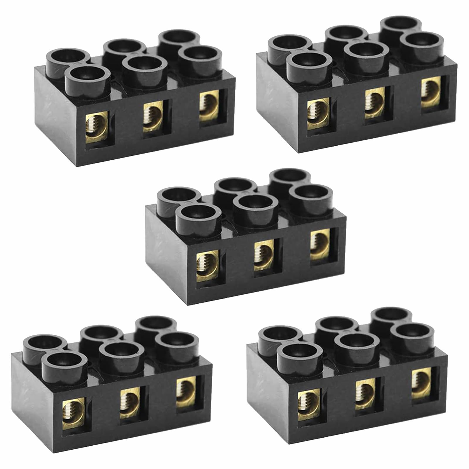 FENGJINGJIACHENG 5PCS Terminal Block Cable Connectors 500V Electrical Connector Block for Home Commercial Cable Connection, Electric Barrier Strip (2 Row 3 Positions:10A)
