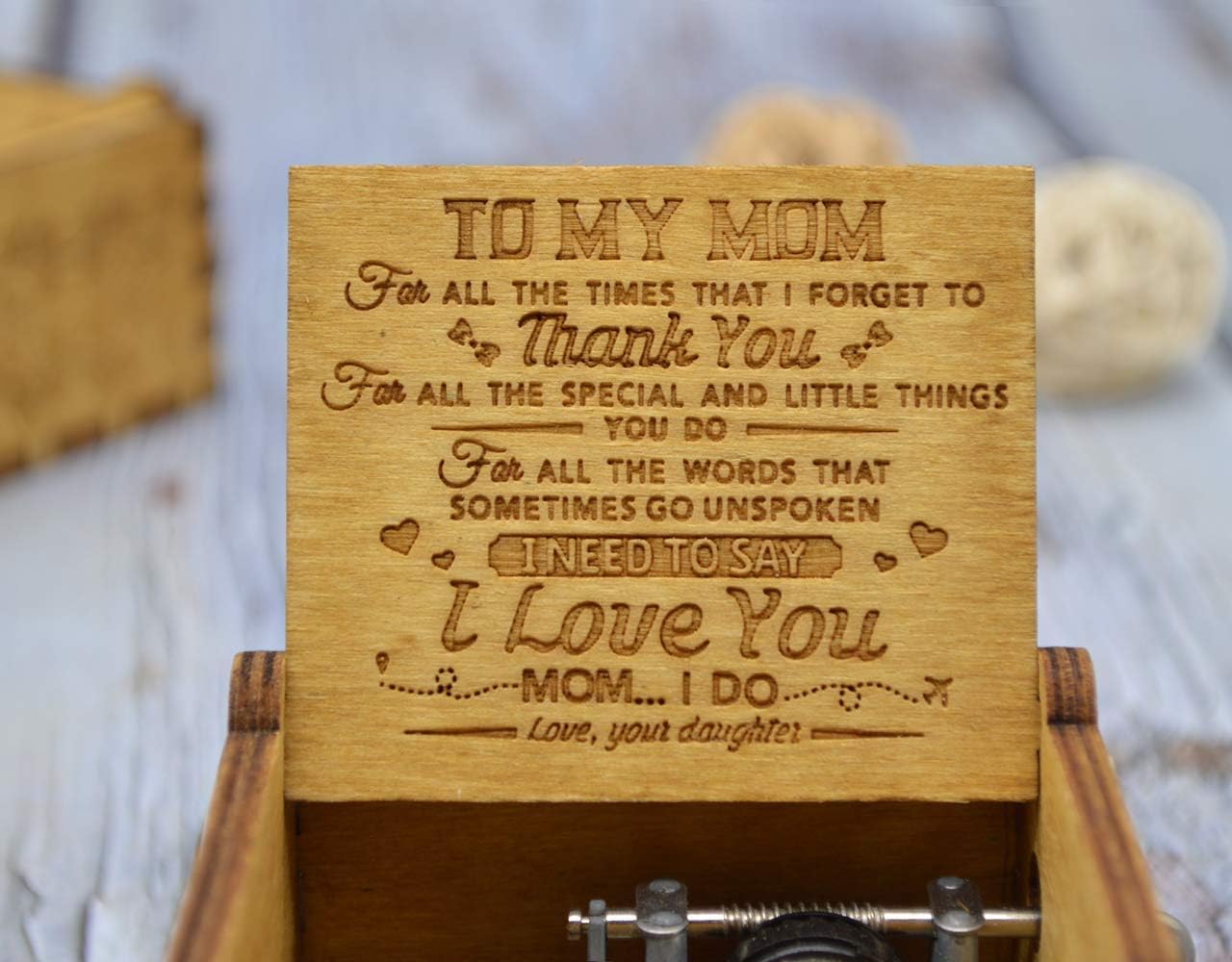 Micteney You are My Sunshine Music box for Mum Mum Music Box Play The Tune You are My Sunshine Unique Gifts for Mom Vintage Engraving Wooden Music Box - Image 3