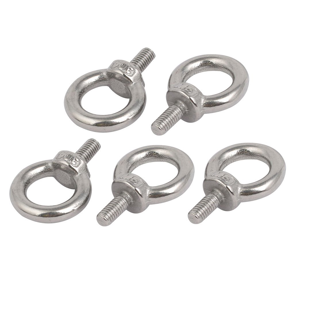 Sourcingmap Lifting Eye Bolt M5 x 11mm Male Thread 304 Stainless Steel for Hanging, Pack of 5