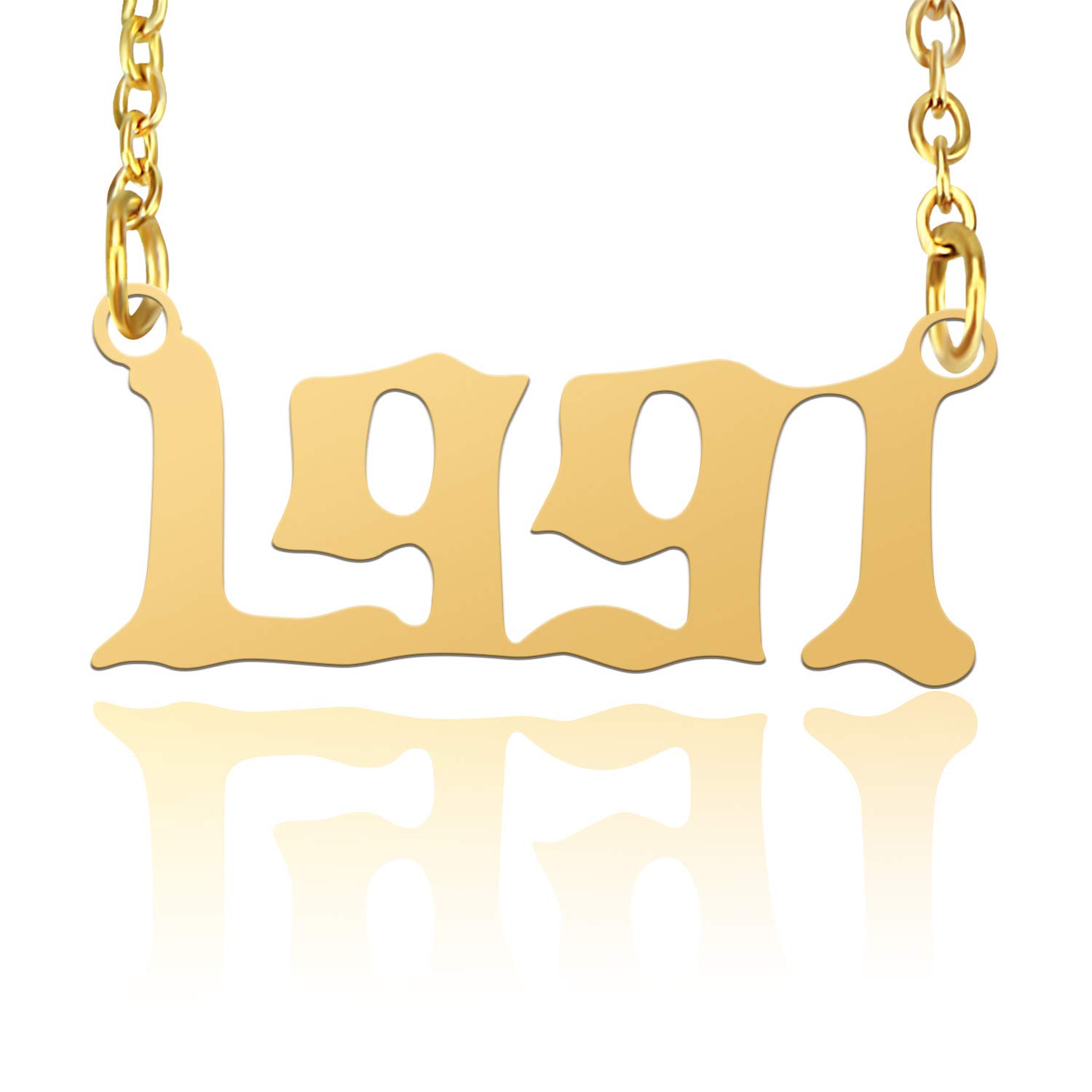 Personalized Birth or Important Years Necklace,Year Number in Old English Font Pendant Necklace Birthday Gift Charm Friendship Necklace Jewelry for Women Girl (1991)