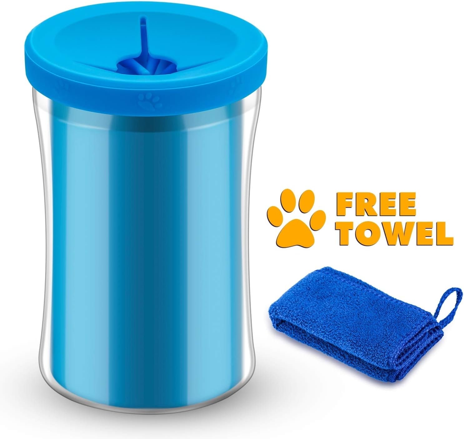 SYOSIN Dog Paw Cleaner Portable Pet Paw Washer Cup with a Towel, Soft Silicone Bristles for Cleaning Muddy Dog Feet