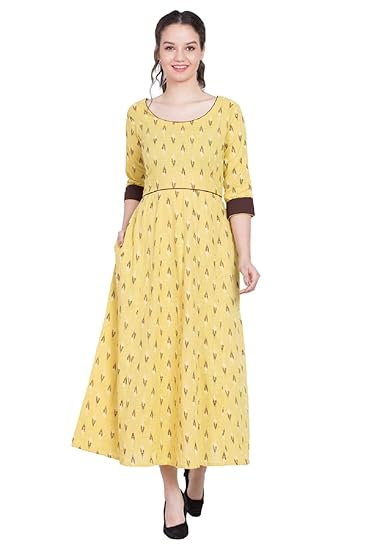 ikkat cotton long dresses