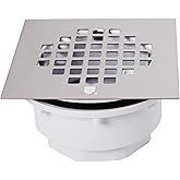 2" Sch 40 PVC Shower Drains W/ 4-1/4" Square Cover in Polished Chrome
