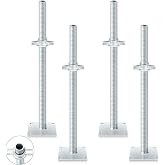 Zonon 4 Pack 24inch Adjustable Leveling Jacks for Scaffolding | Hollow Screw Design for Baker Scaffolding, Square Base Plate with Mounting Holes, Height Adjustable, Steel Construction