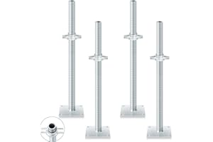 Zonon 4 Pcs Adjustable Scaffolding Leveling Jack Hollow Screw Jacks with Base Plate for Baker Style Scaffolding Baker Scaffold (24 Inch)
