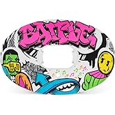 Battle Sports Oxygen Football Mouthguard - Football Mouth Guard with Strap, Superior Airflow & Better Performance, Maximum Breathability, Works with Braces - Graffiti/Colorful