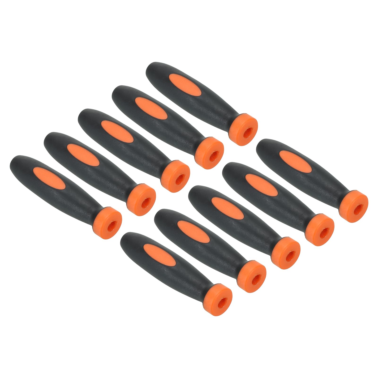 PATIKIL 2 Inch Rubber File Handle, 10 Pack File Cutting Tool File Round Handle Replacement Accessories for 0.16" Diameter Round Handle File, Orange Black