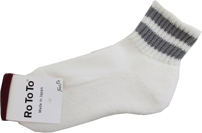 Amazon ロトト Rototo 靴下 ライン ソックス ショート O S Line Socks Short R10 S 23 25cm White Gray 靴下 レッグウォーマー 通販
