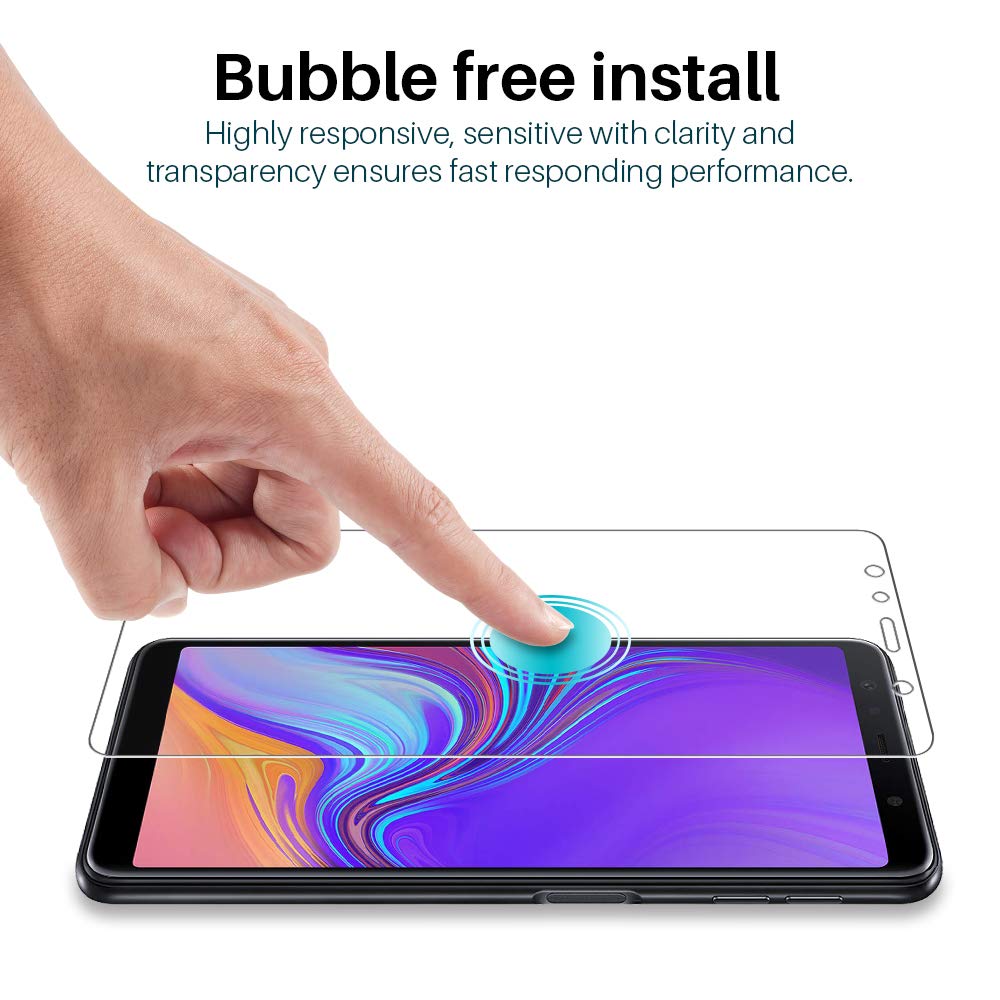 L K 3 Pièces Protection Écran pour Samsung Galaxy A7 2018, A7 2018 Verre Trempé [9H Dureté] [Anti-Rayures] [Kit d\'installation Offert] [Haute Définition] Film Protection