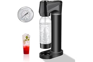 spoonlemon Sparkling Water Maker,Soda Streaming Machine for Home Use, Carbonated Water Machine with BPA Free 1L PET Bottle, Compatible with Any Screw-in 60L CO2 Exchange Carbonator, Black