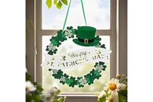 AOMOONOA Lighted St. Patrick’s Day Wreath for Front Door, Battery Operated Shamrock Wreaths with Timer, Wooden Foldable Wreath with Magnetic Word Signs for Irish Holiday Outdoor, Wall Decor