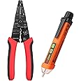 Neoteck Non-Contact Voltage Tester Pen and 8 Inch Wire Stripper Crimper Cutter 10-22 AWG, Must-have Multi-Function Tool Kit
