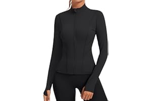 Rapbin Women's Slim Fit Workout Jackets Full Zip Long Sleeve Running Athletic Tops Yoga Shirts with Thumb Holes