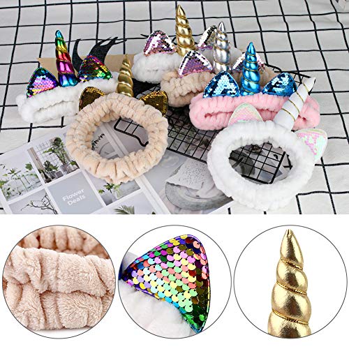 3 otters Makeup Headbands, 6PCS Unicorn Headband Shower Headbands Headwraps for Women Girls