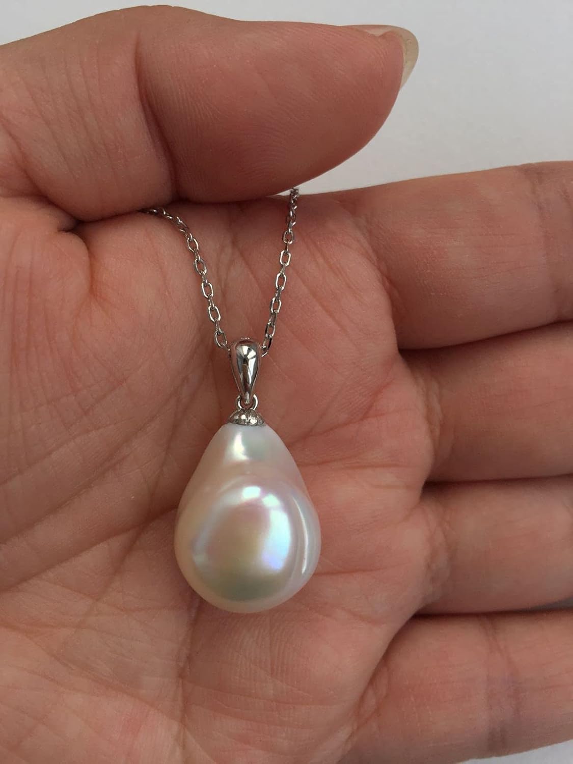 Freshwater White Pearl Silver Necklace Handmade