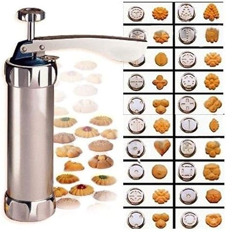 Cookie Press Maker Kit For Diy Cookie Maker And Decoration With 20 Stainless Steel Cookie Discs And 4 Nozzles Amazon De Kuche Haushalt